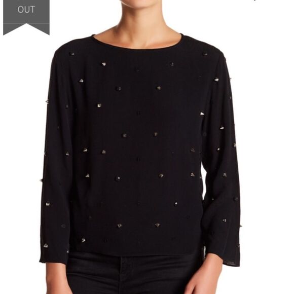 Artelier Nicole Miller Long Sleeve Embellished Top - Picture 1 of 4